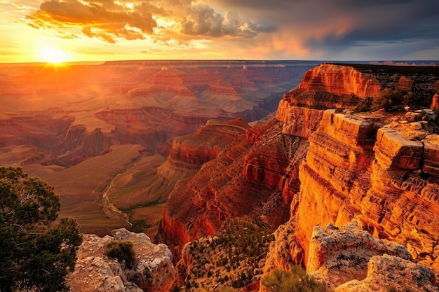 The Grand Canyon under a dramatic sunset AI generated