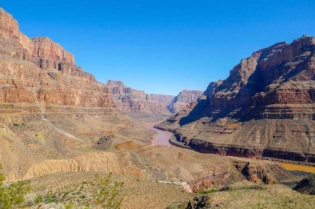 Grand Canyon National Park with Colorado river during sunny day Arizona