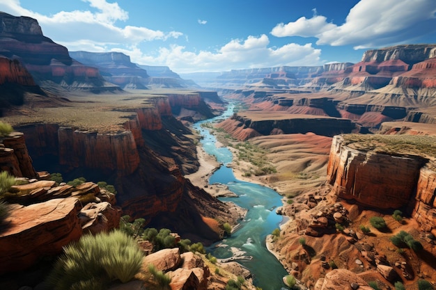 Photo grand canyon's majesty a breathtaking aerial perspective