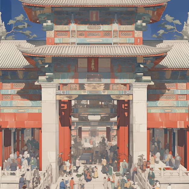 Grand Chinese Temple at Dusk