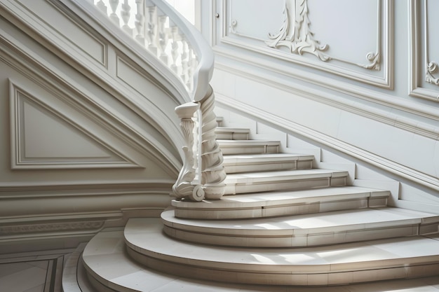 Grand empty white marble staircase mockup