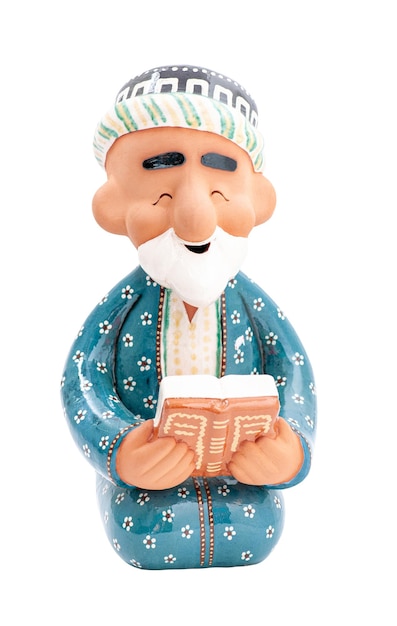 A grand father clay oriental souvenir on a white background