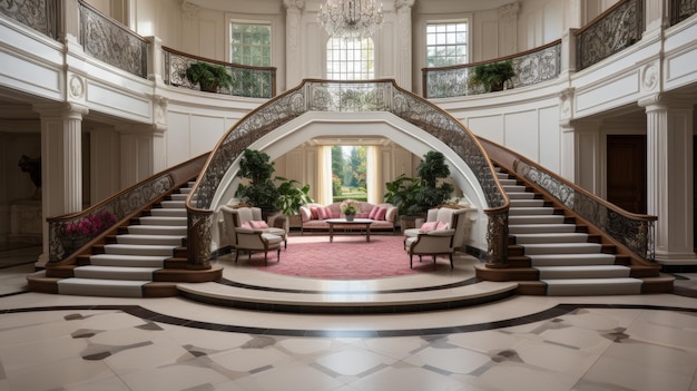 Foto grand foyer with sweeping staircase