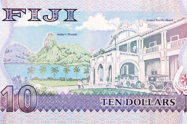 Grand Hotel Pacific, auto en Joske's duim van Fiji geld