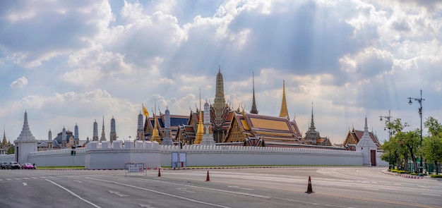 Grand palace and Wat phra keaw at Bangkok Thailand Panorama concept