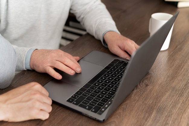 grand parent learning to use digital divice