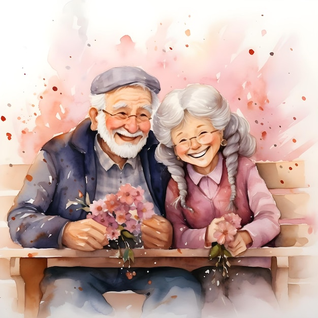 Grand Parents day lovely celebration social media post cute watercolor template design