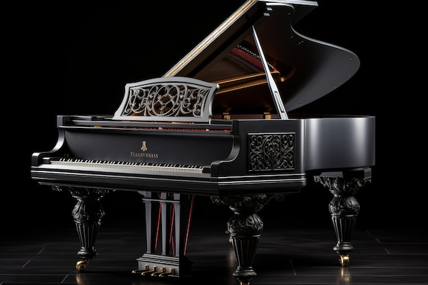 Grand Piano on Black Floor