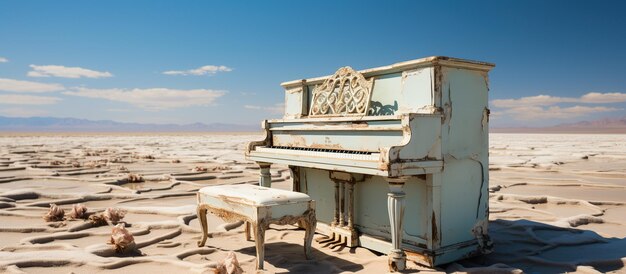 Фото Крупный фортепиано в пустыне