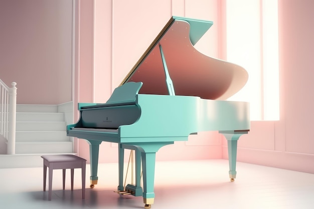 Grand piano met pastelkleur 3D-rendering AI