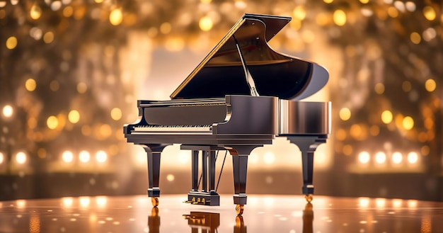 Photo grand piano with bokeh background generative ai