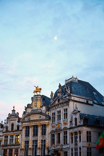 Grand Place buildings at sunset