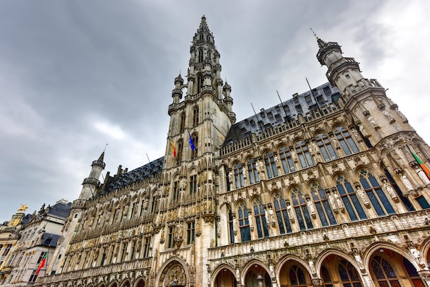 The Grand Place on a cloudy day in Brussels Belgium