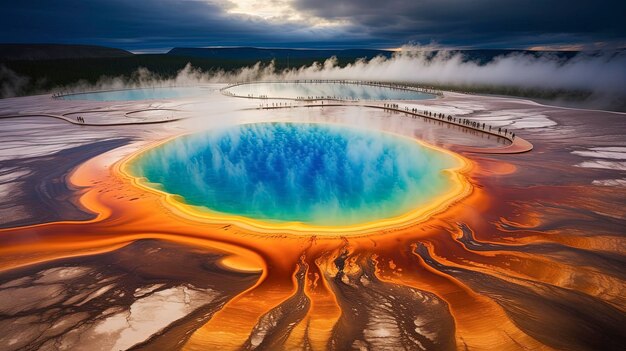 The grand prismatic spring wyoming usa vibrant colors Created with Generative AI technology