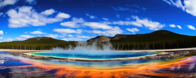 Foto grand prismatic spring nel parco nazionale di yellowstone