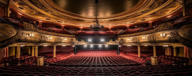 A Grand Theater With Lavish Productions Panoramic Background Generative AI