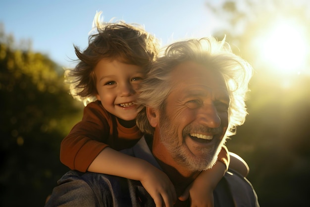 Grandfather and his grandchild Concept of happy grandfather day grandparents day AI generated