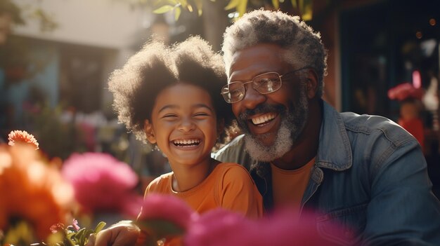 Grandfather spending time with his adorable grandchild Generative Ai