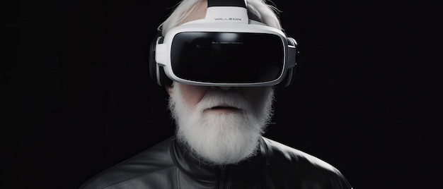 Grandfather in virtual reality glasses Generative AI