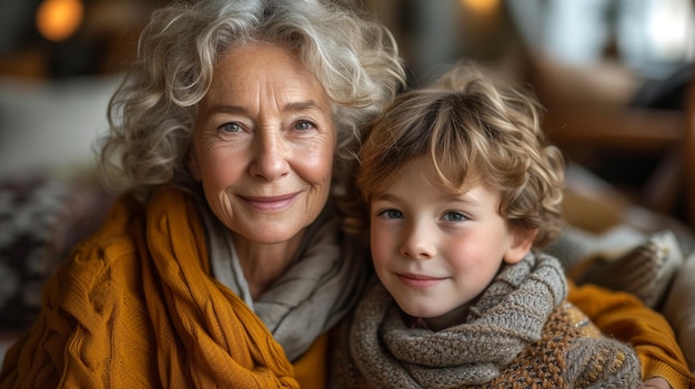 Фото grandma and grandson spend beautiful time together they are happy and enjoy themselves