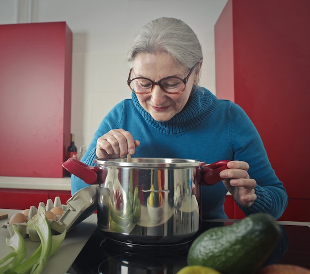 Grandma cooking a delicious meal