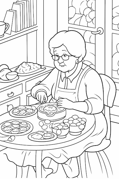 бабушка печет печенье на кухне, сгенерированной ИИ