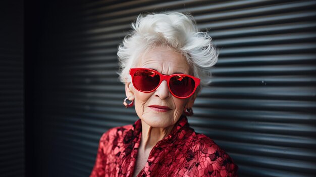 Grandmother getting ready for date Charming attractive old woman