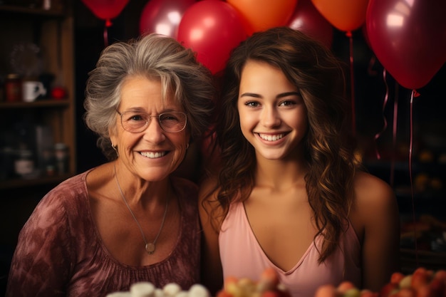 Grandmother and granddaughter celebrate together