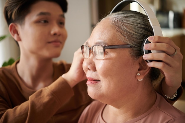 Grandmother Listening to Music