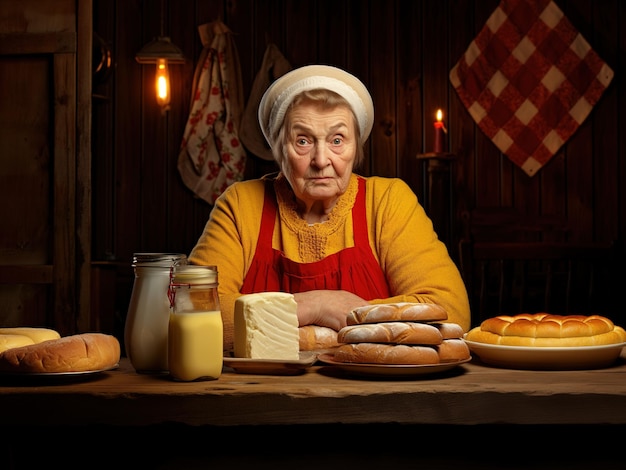 Grandmother sitting on the kitchen