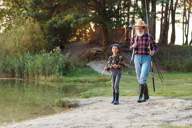 grandpa and grandchild fishing