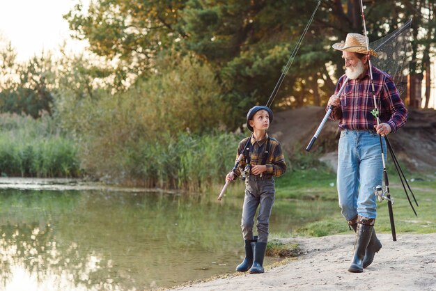 grandpa and grandchild fishing