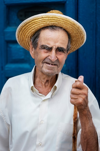 Foto il nonno trascorre del tempo in campagna