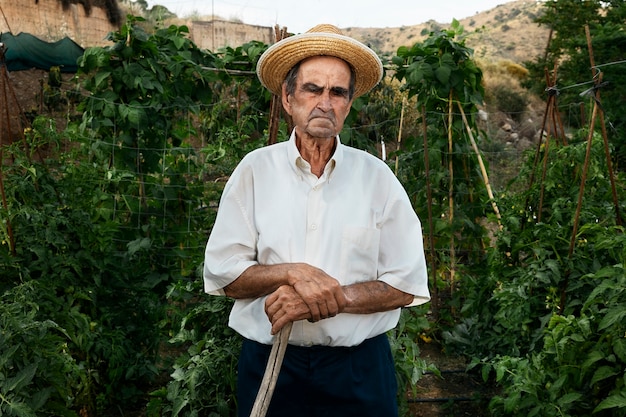 Foto il nonno trascorre del tempo in campagna