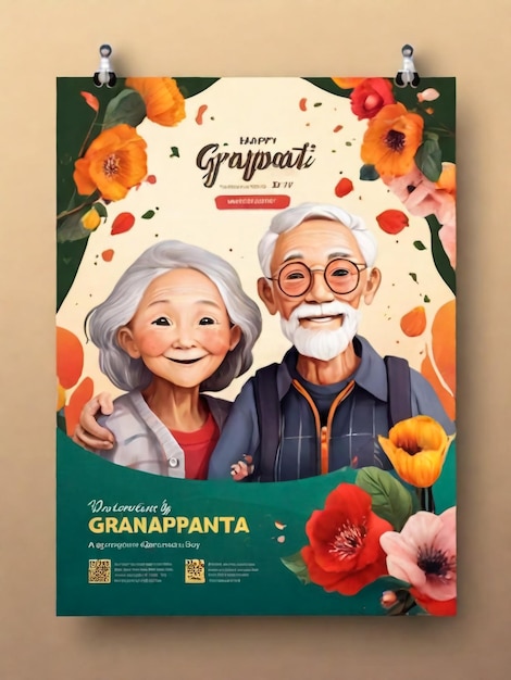Photo grandparents day greeting card flyer poster banner
