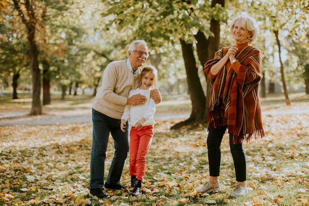 Grandparents enjoying good time with their cute little granddaughter