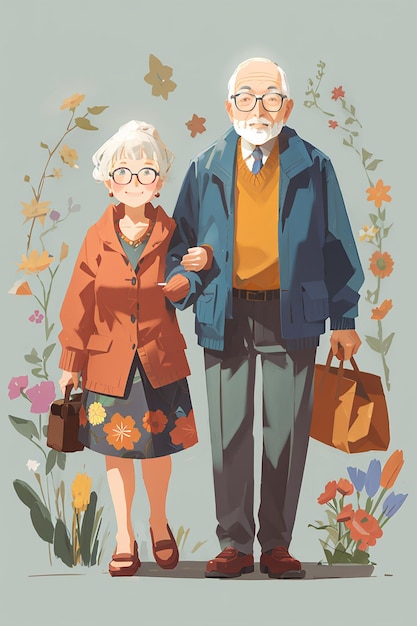 Grandparents' illustration for world grandparents day in UK