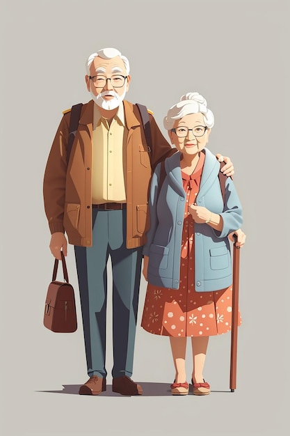 Иллюстрация бабушек и дедушек ко Всемирному дню бабушек и дедушек в Великобритании