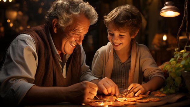 Photo grandparents teaching their grandchildren how background