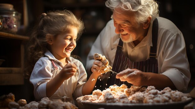 Photo grandparents teaching their grandchildren how background