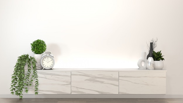 Granieten kast in moderne zen lege ruimte, minimale ontwerpen. 3d-rendering