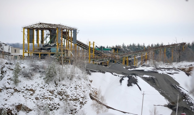 Granik mining quarry in winte