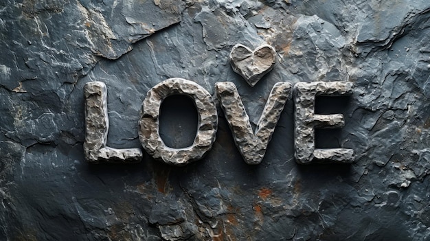 Photo granite stone love concept creative horizontal art poster