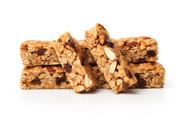 Granola bars isolated on solid white background