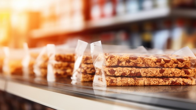 Granola bars in a supermarket