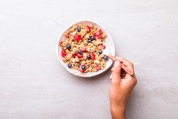 Granola Cereal bar with fresh berries