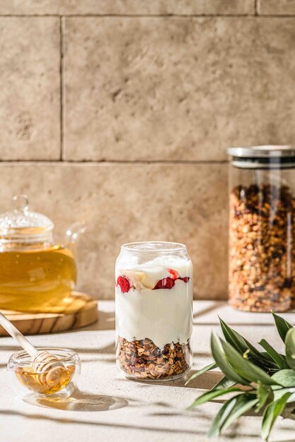 granola in a glass with yogurt