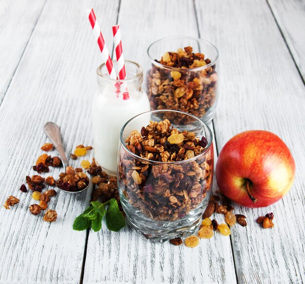 Granola-graan met noten