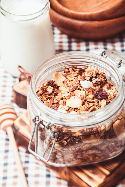 Granola in a jar and homemade yoghurt