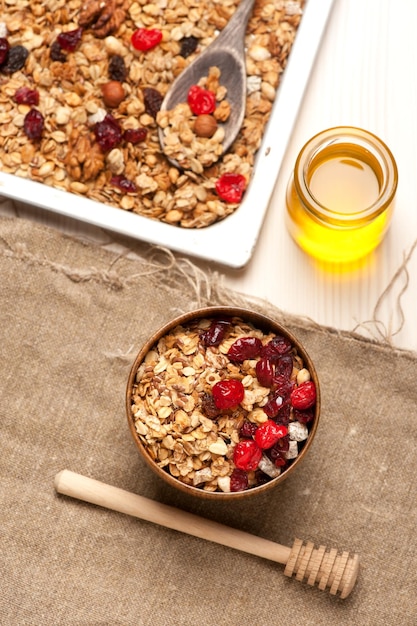 Granola muesli Top view